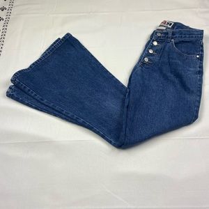 RAVE 4 REAL Y2K 90’s Vintage Jeans Medium Rise Buttonfly Junior Sz 7 Flare Blue